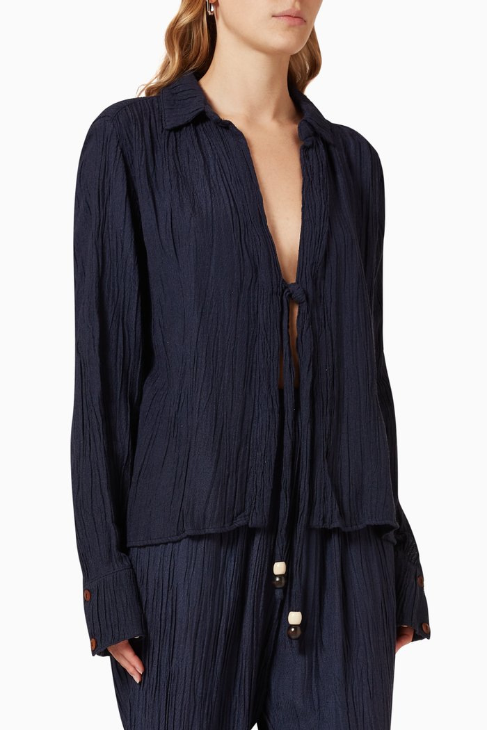 

Talon Blouse in Bamboo & Silk-blend, Blue