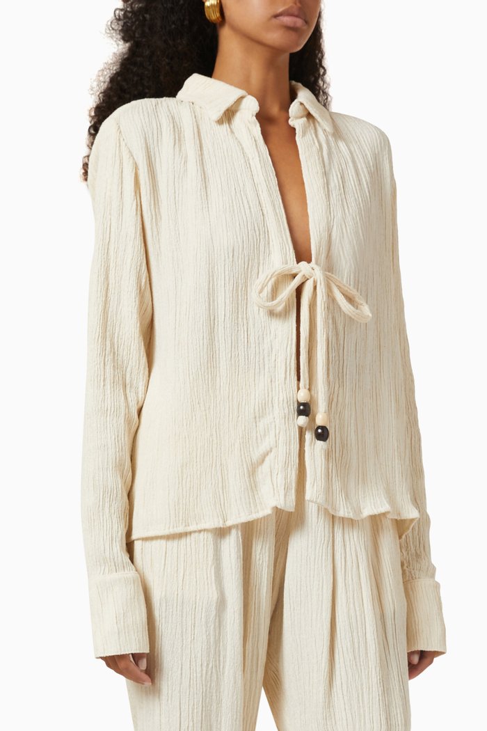 

Talon Blouse in Bamboo & Silk-blend, White