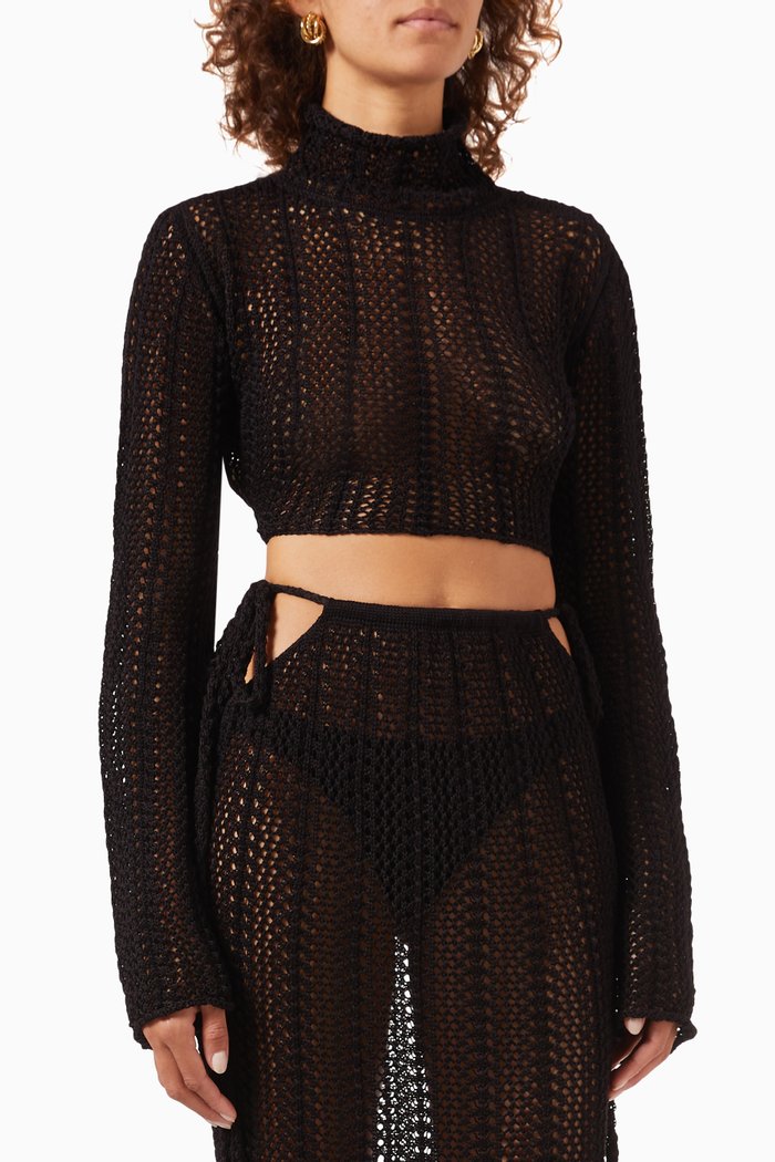 

Ines Top in Open-knit Pima Cotton, Black