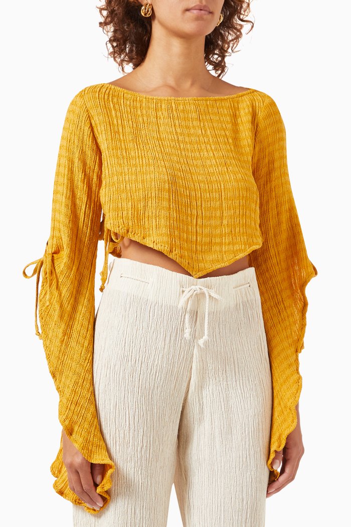 

Sol Crop Top in Peace Silk & Bamboo, Yellow