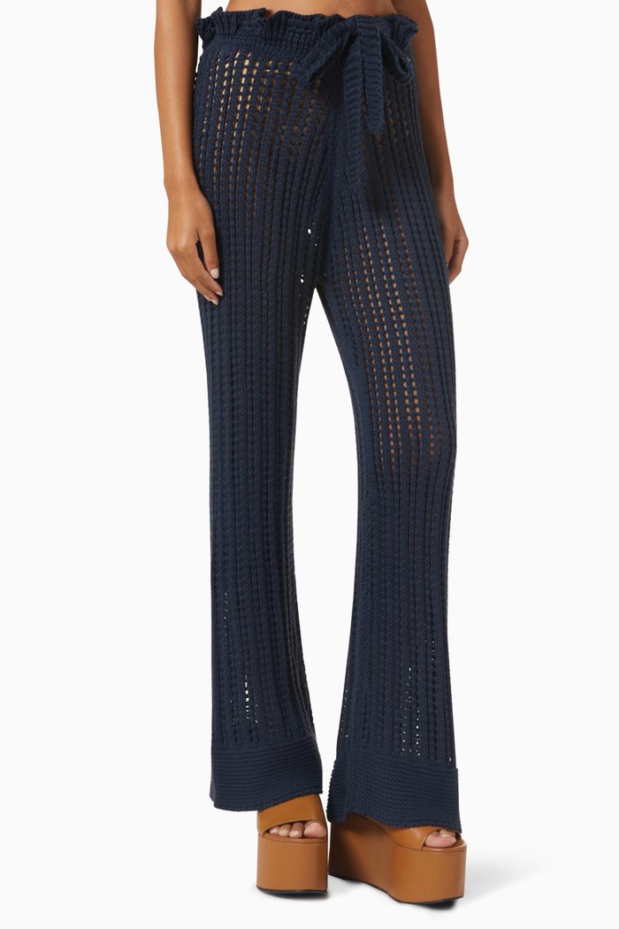 Oak Knitted Pants in Organic Cotton, Blue