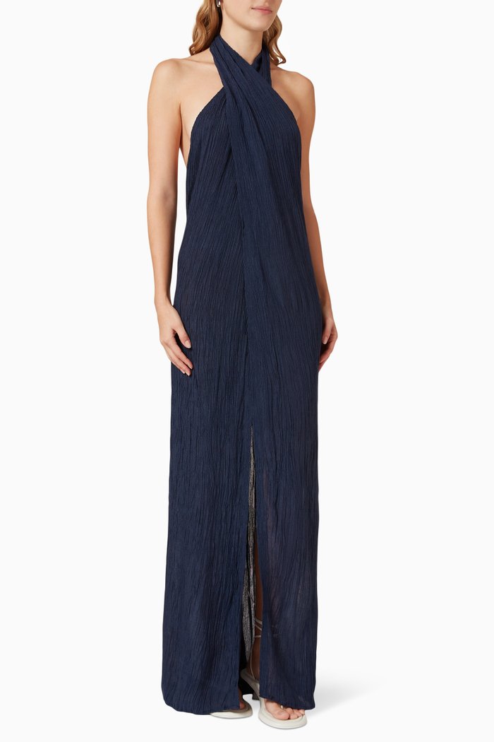 

Sylva Maxi Dress in Bamboo & Silk-blend, Blue
