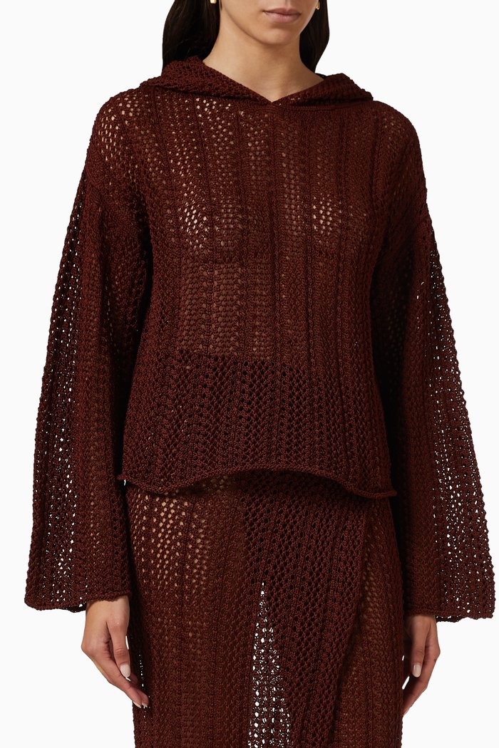 

Kirra Hoodie in Cotton Crochet, Brown