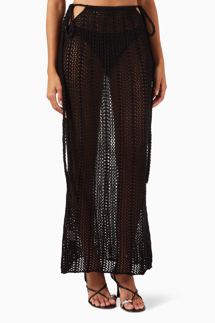 

Celia Maxi Skirt in Cotton Knit, Black