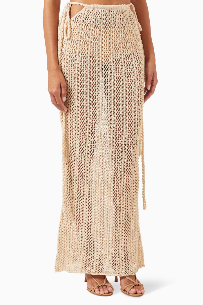 

Celia Maxi Skirt in Cotton Knit, White