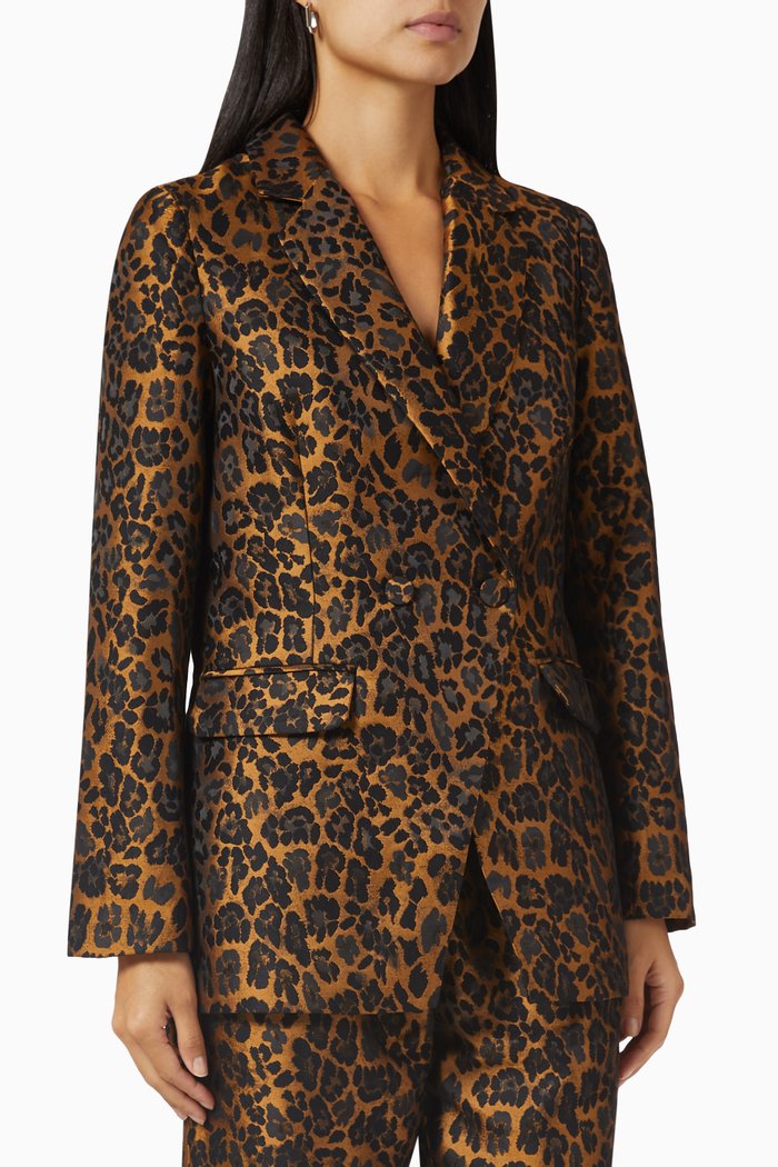 

Leopard-print Boxy Blazer, Brown