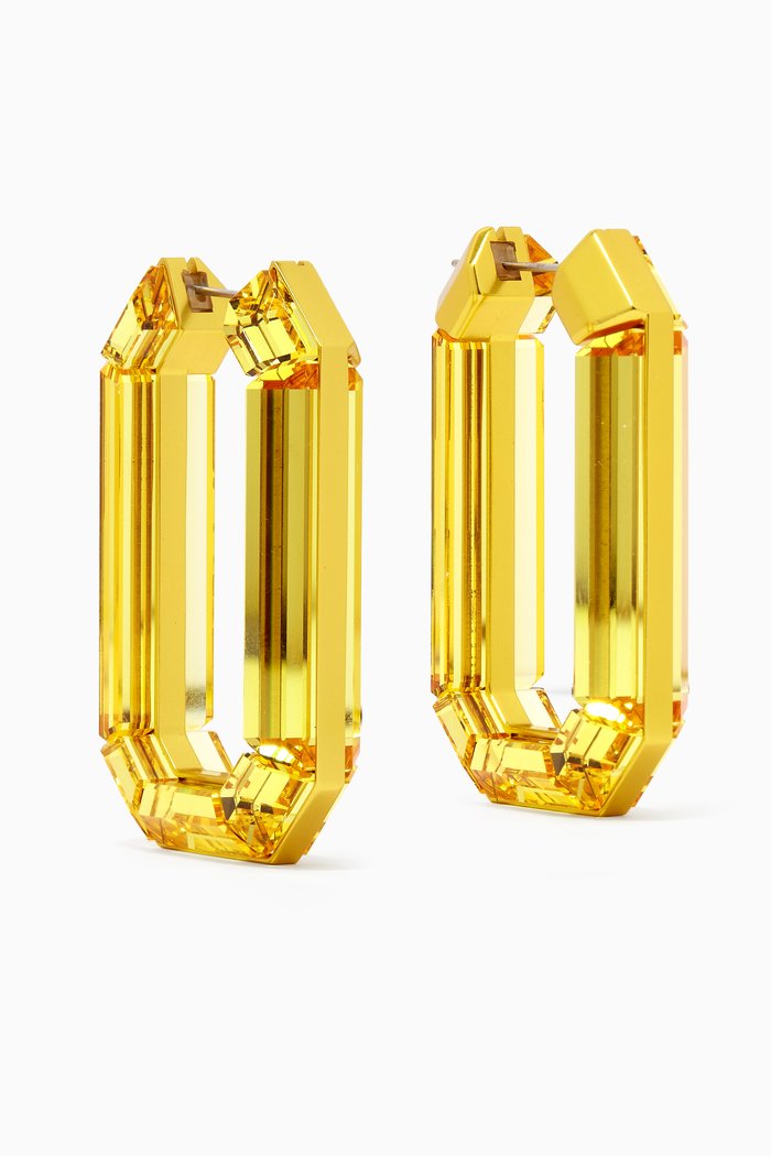 

Lucent Crystal Octagon Hoops in Rhodium-plated Metal, Yellow