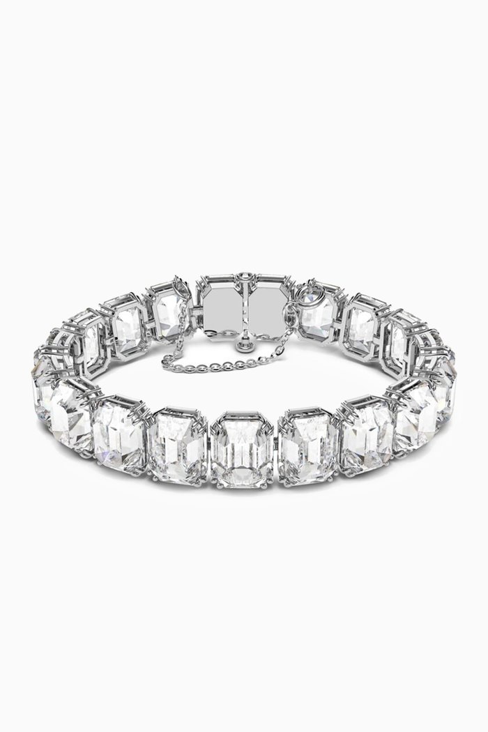 

Millenia Octagon Crystal Bracelet in Rhodium-plated Metal, White