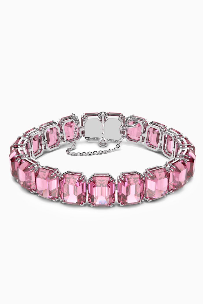

Millenia Octagon Crystal Bracelet in Rhodium-plated Metal, Pink
