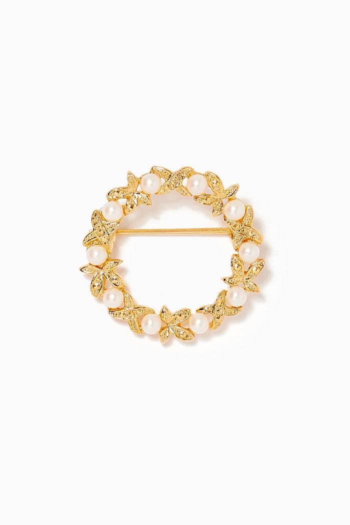 

Rediscovered 1980s Wreath Brooch, Gold
