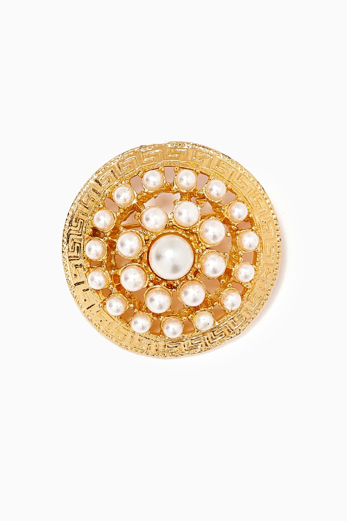 

Rediscovered 1980s Faux Pearl Brooch, Gold