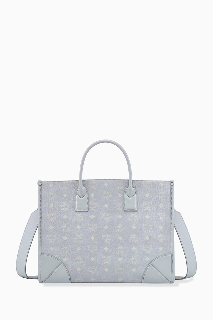 

Large München Tote in Visetos & Nappa Leather, Grey
