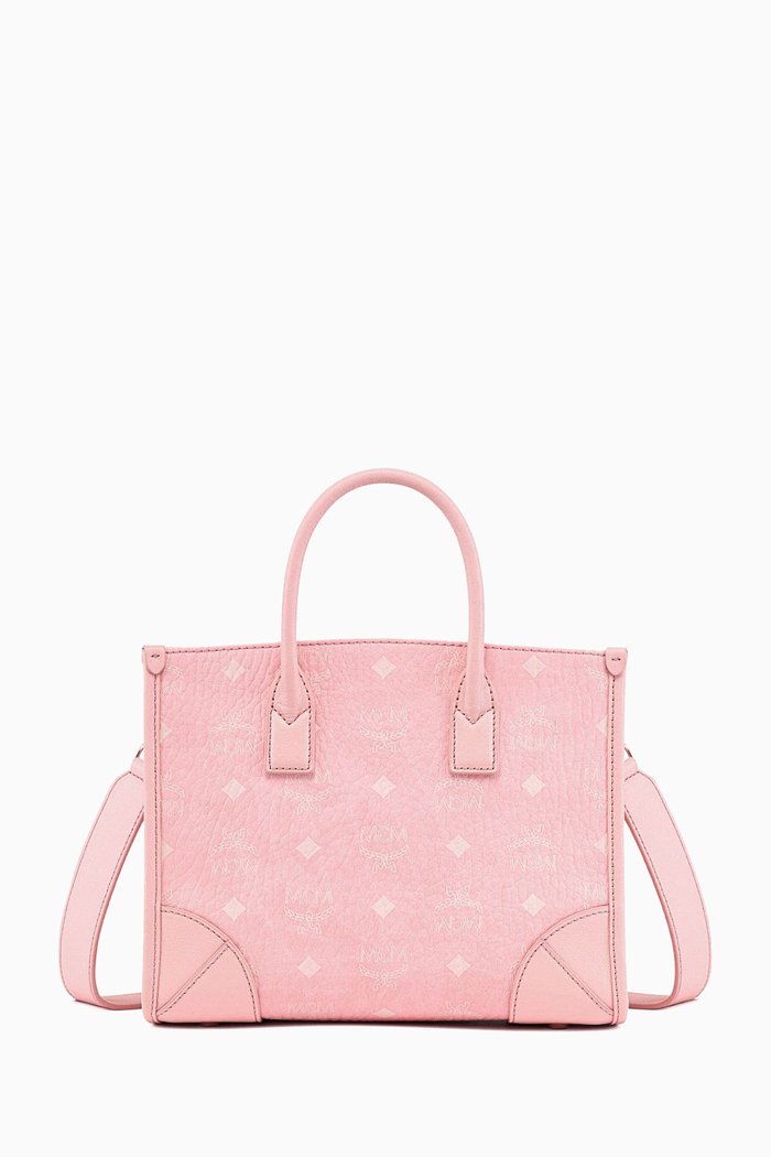 

Small München Tote in Visetos & Nappa Leather, Pink