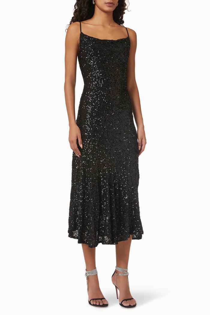 

Maya Sequin Midi Dress, Black