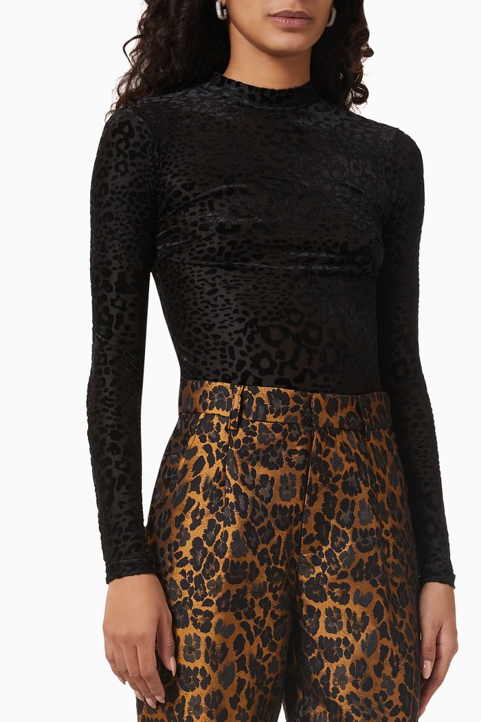 Devoree Bodysuit in Velvet, Black