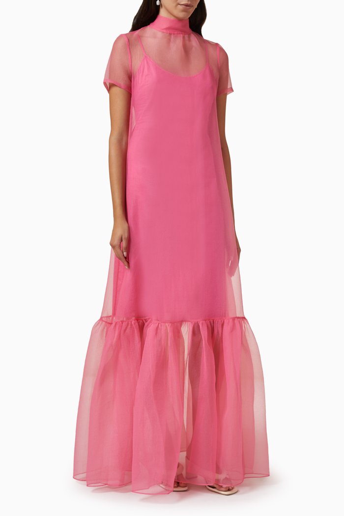 

Calluna Maxi Dress in Organza, Pink