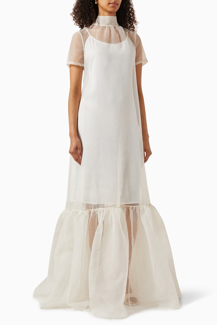 

Calluna Maxi Dress in Organza, White