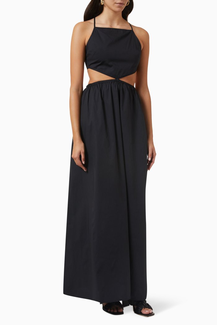 

Myla Cut-out Maxi Dress in Cotton, Black