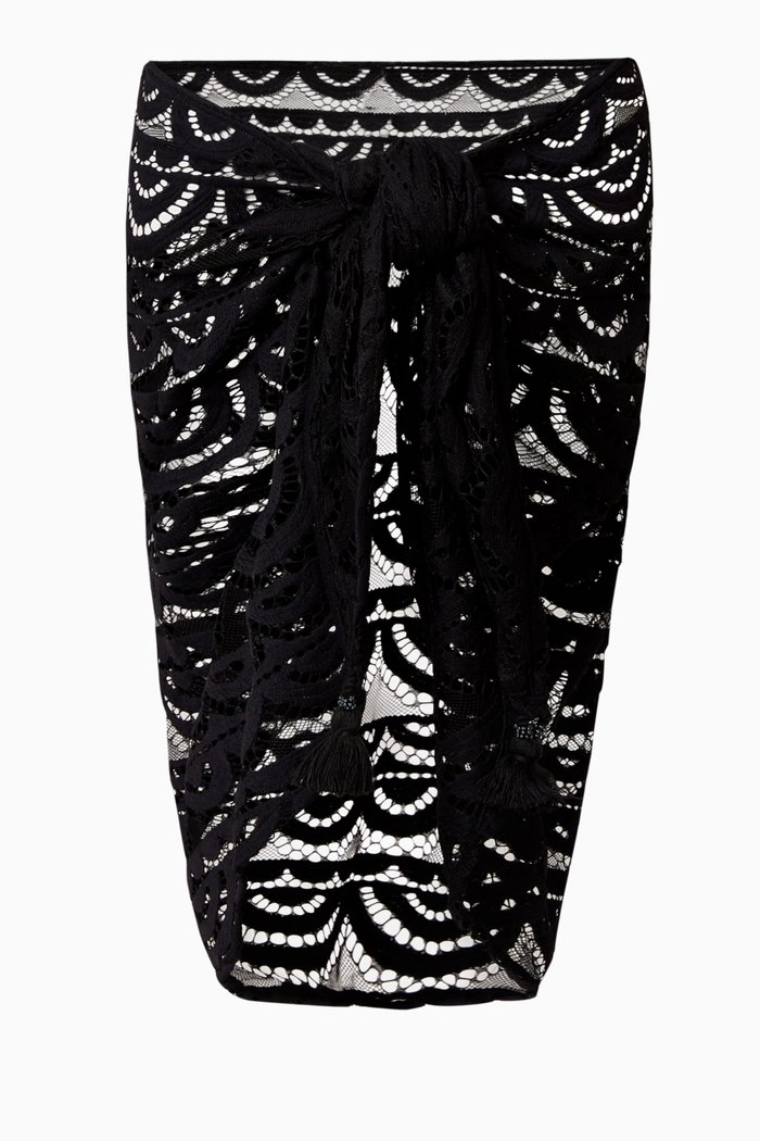 

Noah Sarong in Sheer Lace, Black