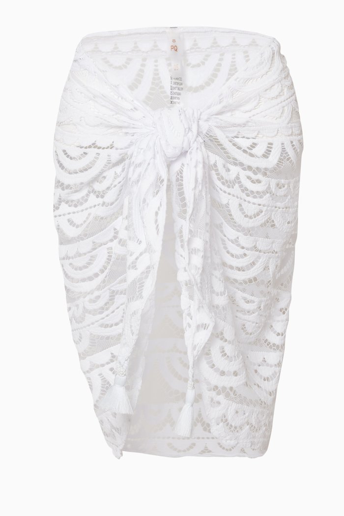 Noah Sarong in Sheer Lace, White