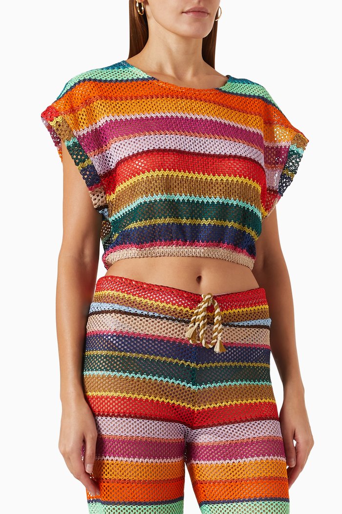 

Calypso Renee Crochet Crop Top, Red