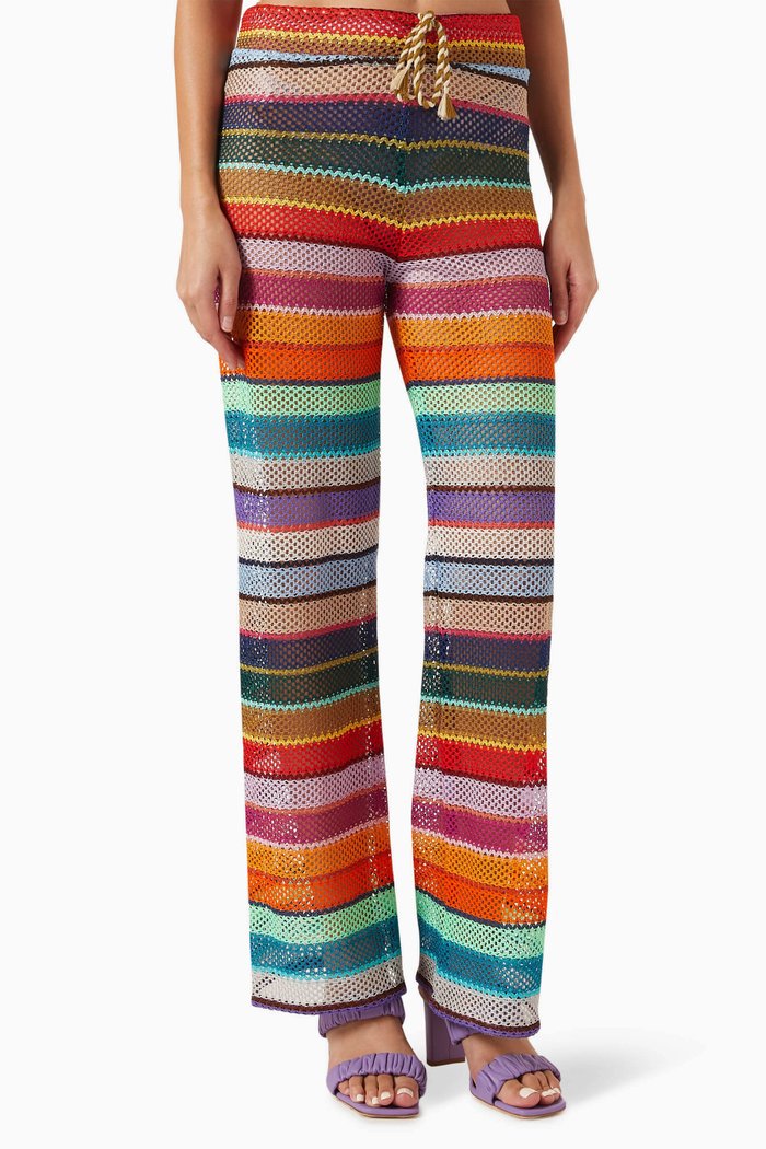 

Calypso Bree Crochet Boho Pants, Red
