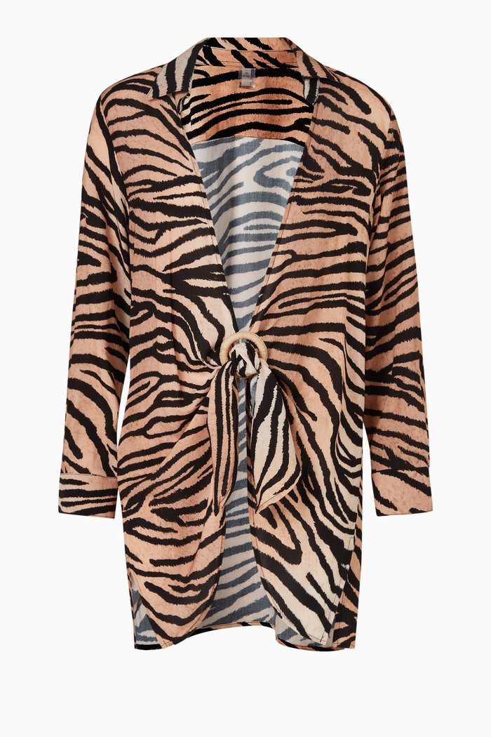 Millie Tie Cover-up in Viscose, Brown