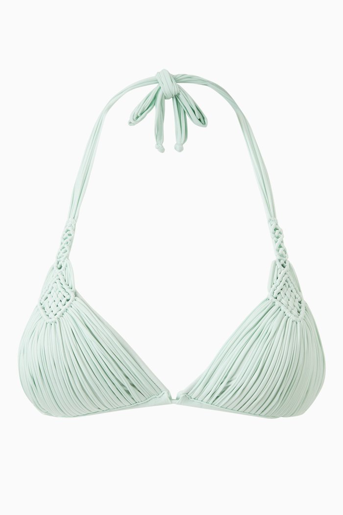 

Mila Triangle Bikini Top in Stretch Nylon, Blue