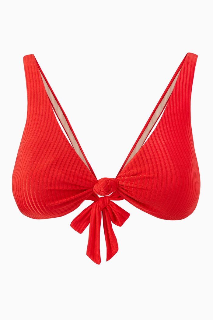

Drew Knot Bikini Top in Stretch Nylon, Red