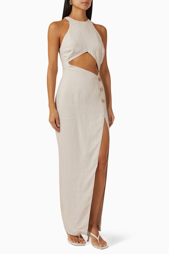 

Harper Maxi Dress in Linen, Neutral