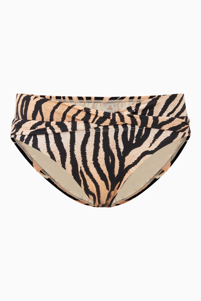 Maya Bikini Briefs in Stretch Nylon, Brown