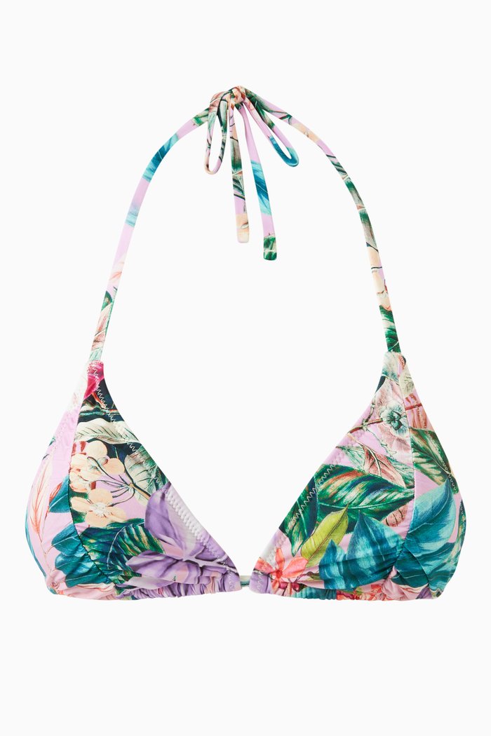 

Oasis Ruched Triangle Bikini Top in Stretch Nylon, Multicolour