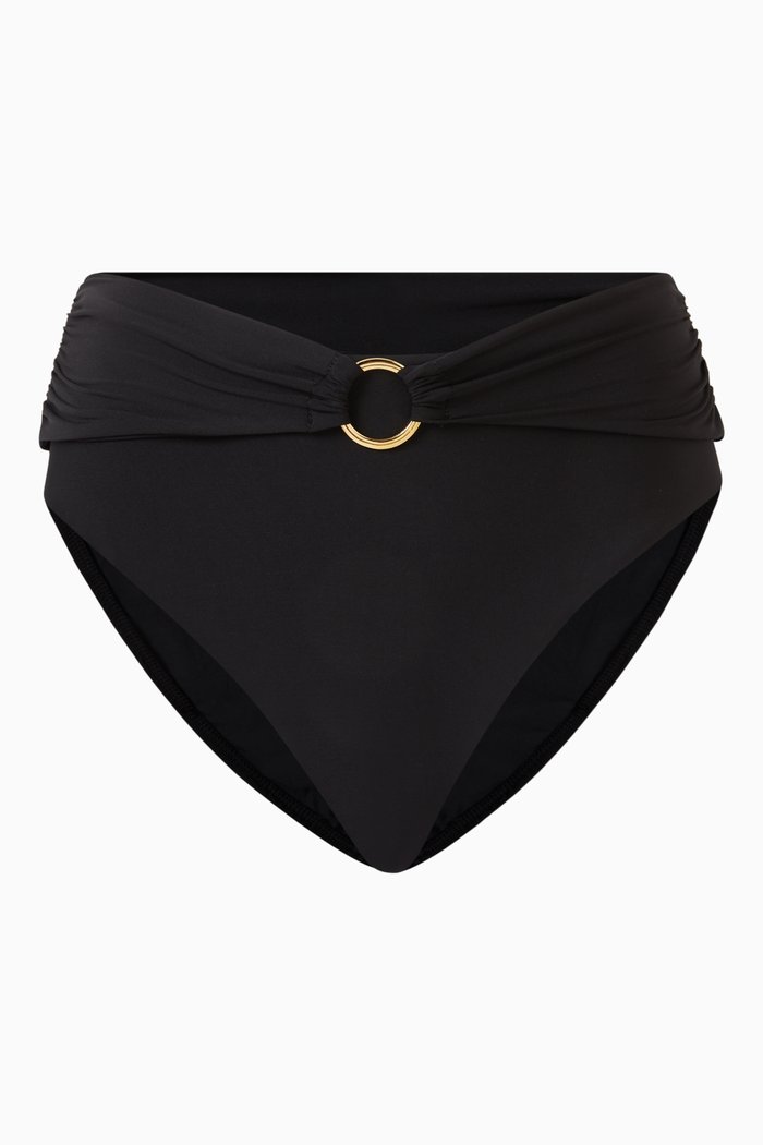 

Link Ring Bikini Bottom in Stretch Nylon, Black