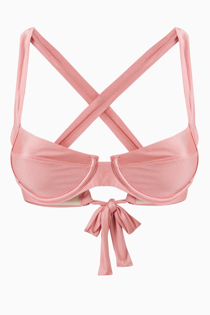 

Perla Halter Bikini Top in Stretch Nylon, Pink