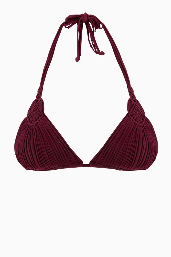 

Mila Triangle Bikini Top in Stretch Nylon, Purple
