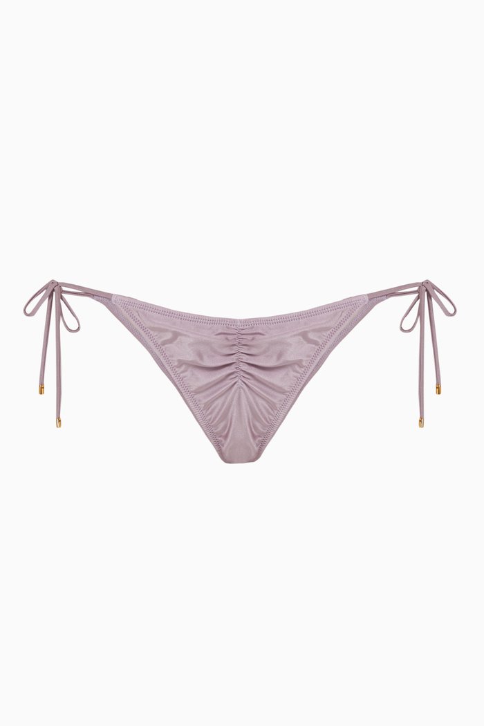 

Ruched Bikini Bottom in Stretch Nylon, Purple