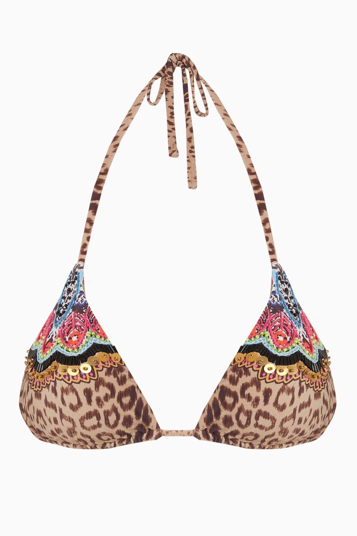 

Raja Embroidered Tri Bikini Bra, Multicolour