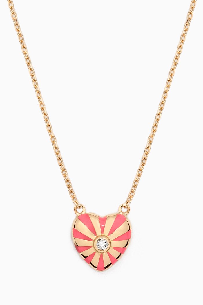 

Mini Mila Heart Diamond Necklace in 18kt Yellow Gold, Pink