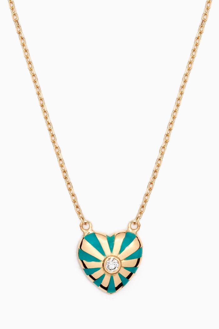 

Mini Mila Heart Diamond Necklace in 18kt Gold, Blue