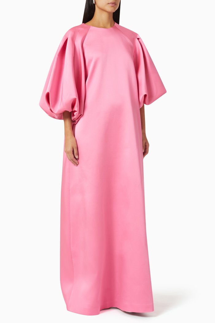 Puff-sleeve Maxi Dress, Pink