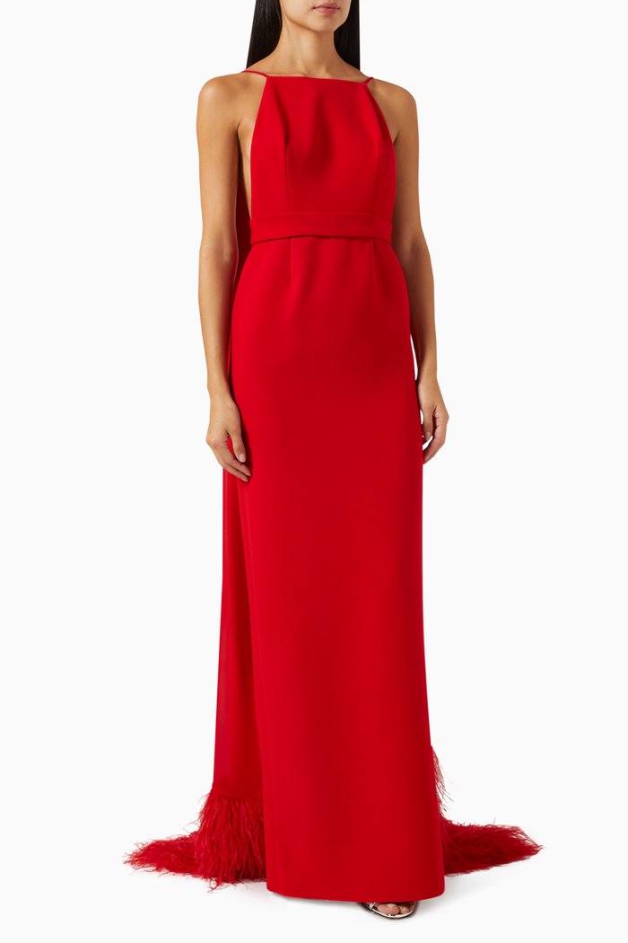 

Yasmine Dress in Crepe & Chiffon, Red