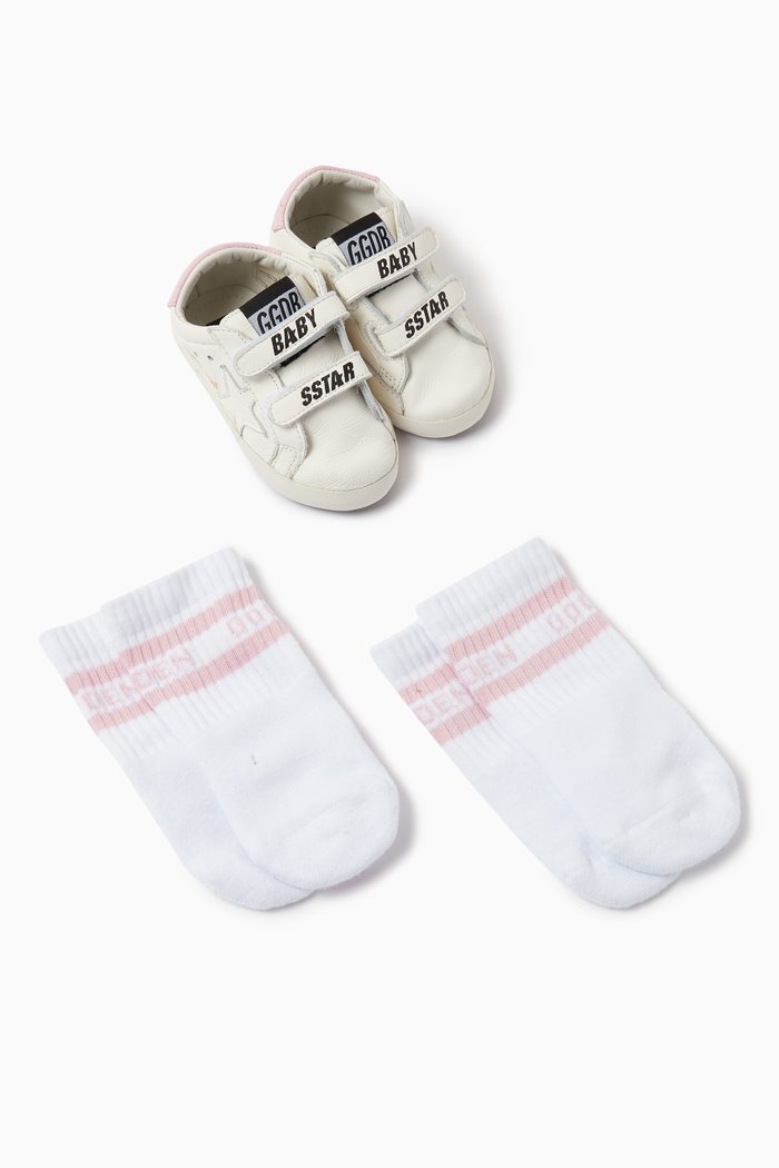 Baby School Sneakers & Socks Set, White