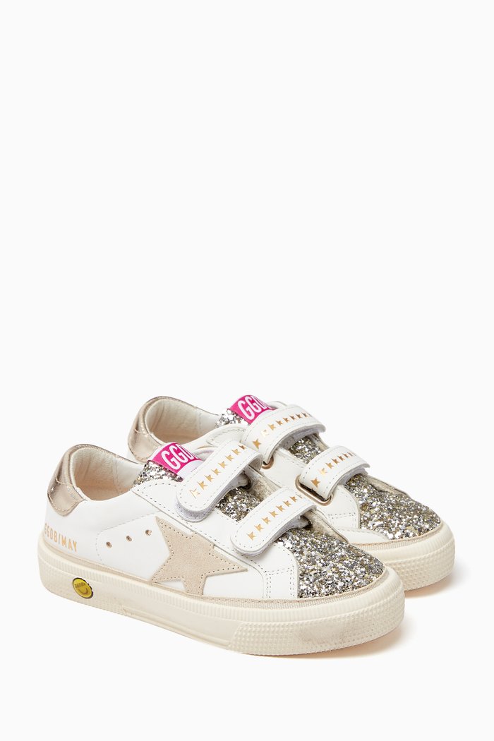 

May School Sneakers in Nappa Leather & Glitter, White
