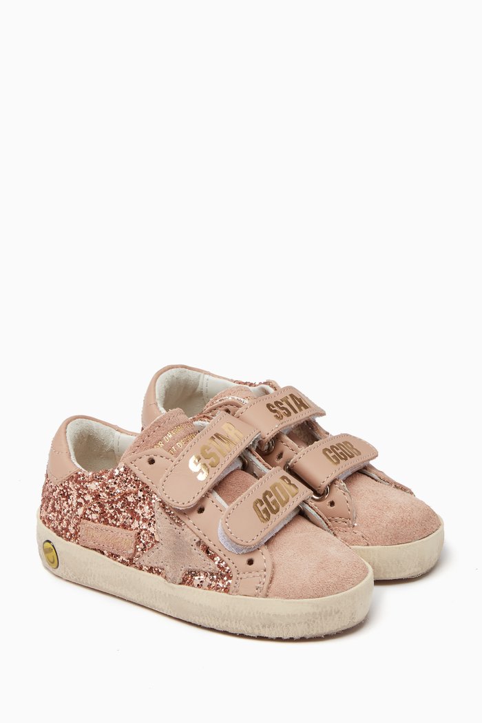 

Old School Sneakers in Suede Leather & Glitter, Pink