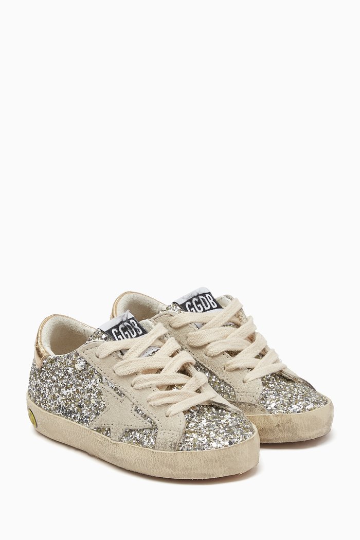 

Super-Star Glitter Sneakers in Suede, Silver
