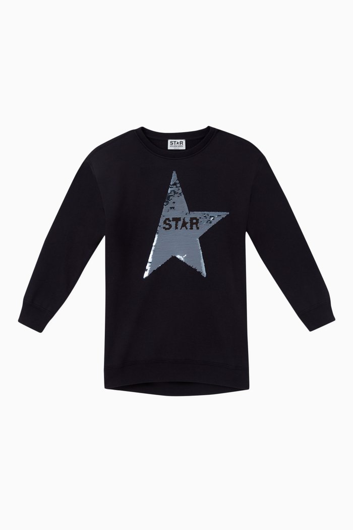 

Logo Sweatshirt Dress in Cotton, Blue