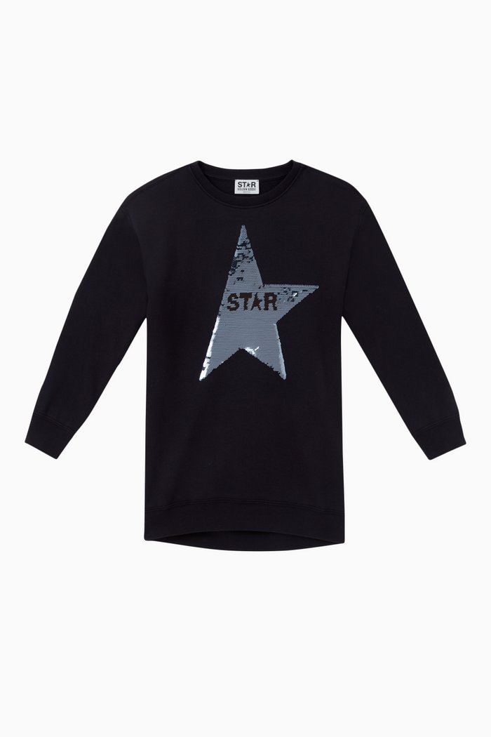 

Logo Sweatshirt Dress in Cotton, Blue