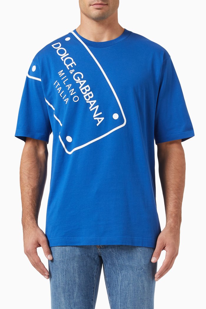 

Logo-tag T-shirt in Cotton Jersey, Blue