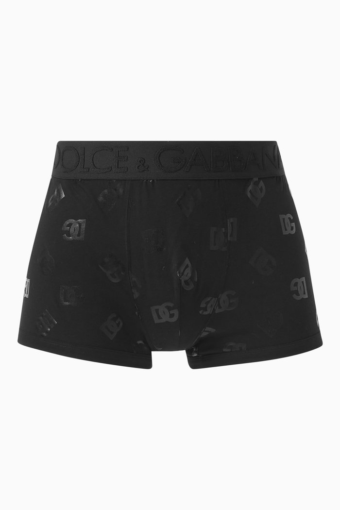 

DG Logo Boxers in Two-way Stretch Jersey, Black