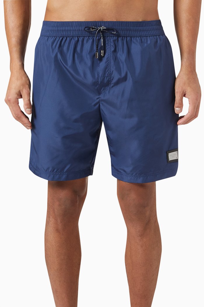 

Logo Plaque Swim Shorts in Polyester, Blue